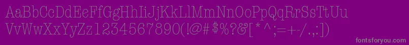 Czcionka ItcAmericanTypewriterLtLightCondensedAlternate – szare czcionki na fioletowym tle