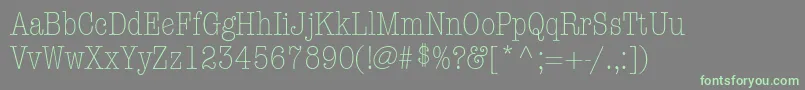 ItcAmericanTypewriterLtLightCondensedAlternate-fontti – vihreät fontit harmaalla taustalla