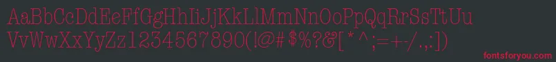フォントItcAmericanTypewriterLtLightCondensedAlternate – 黒い背景に赤い文字