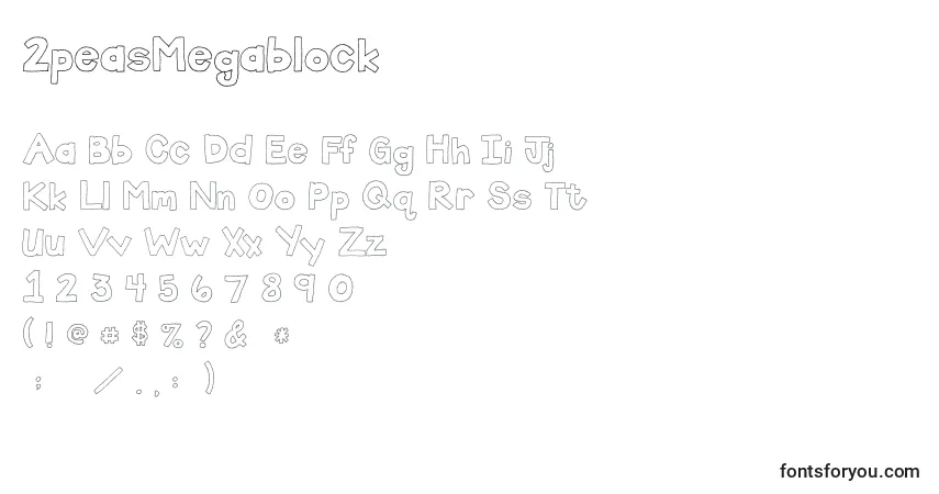 2peasMegablock-fontti – aakkoset, numerot, erikoismerkit