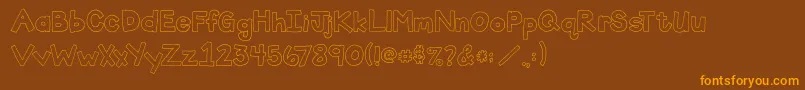 2peasMegablock-Schriftart – Orangefarbene Schriften auf braunem Hintergrund