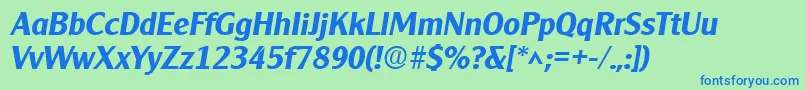 Шрифт Clearlygothic Bold Italic – синие шрифты на зелёном фоне