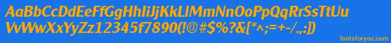 フォントClearlygothic Bold Italic – オレンジ色の文字が青い背景にあります。