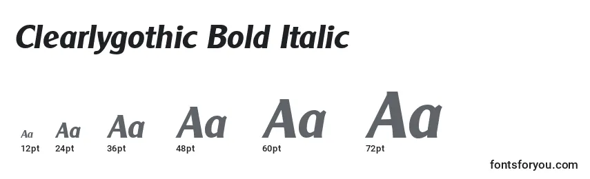 Größen der Schriftart Clearlygothic Bold Italic