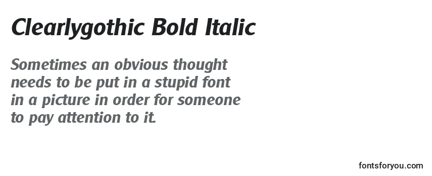 Reseña de la fuente Clearlygothic Bold Italic