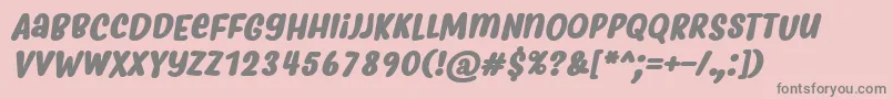 Lisätietoja MyfridaBoldItalic-fontista MyfridaBoldItalic-fontti – harmaat kirjasimet vaaleanpunaisella taustalla