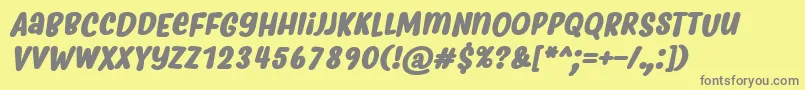 MyfridaBoldItalic-fontti – harmaat kirjasimet keltaisella taustalla
