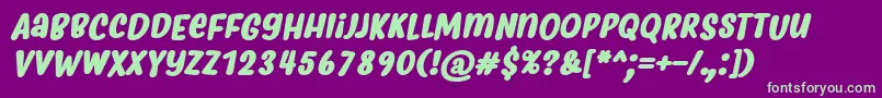 フォントMyfridaBoldItalic – 紫の背景に緑のフォント