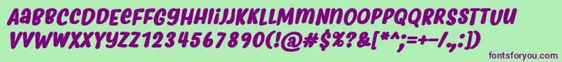 Шрифт MyfridaBoldItalic – фиолетовые шрифты на зелёном фоне