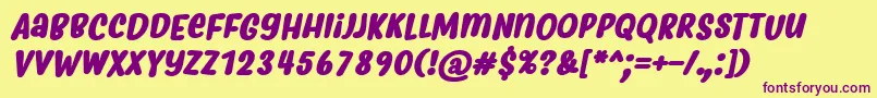 MyfridaBoldItalic-fontti – violetit fontit keltaisella taustalla