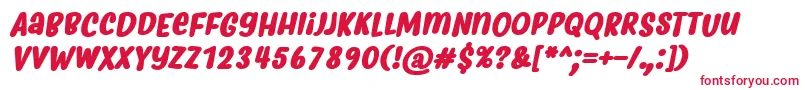 フォントMyfridaBoldItalic – 白い背景に赤い文字