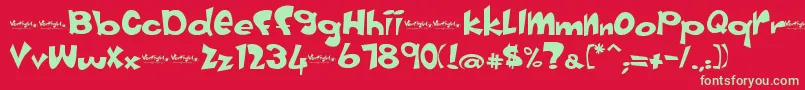 Vertigirl Font – Green Fonts on Red Background