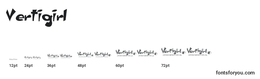 Размеры шрифта Vertigirl
