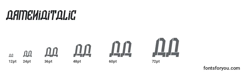 ArmeniaItalic Font Sizes