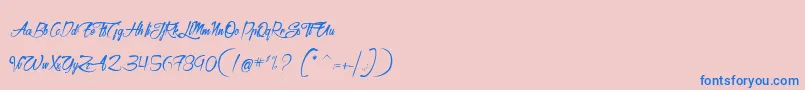 AtelierDuMachiniste-Schriftart – Blaue Schriften auf rosa Hintergrund