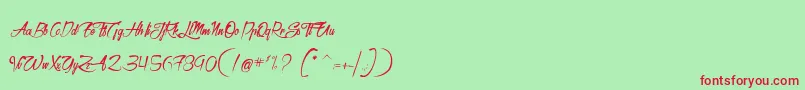 AtelierDuMachiniste-Schriftart – Rote Schriften auf grünem Hintergrund
