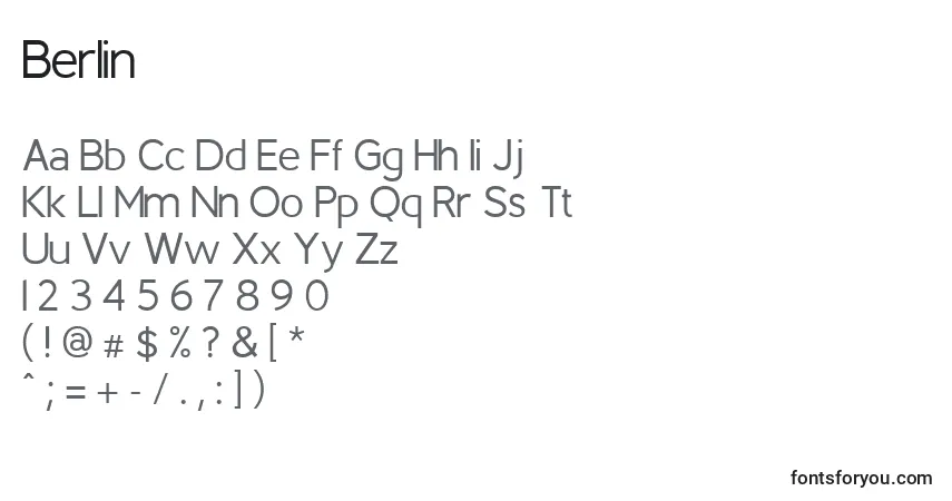 Шрифт Berlin – алфавит, цифры, специальные символы