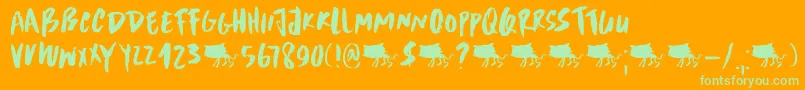 DkScrawnyCat Font – Green Fonts on Orange Background