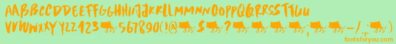 DkScrawnyCat Font – Orange Fonts on Green Background