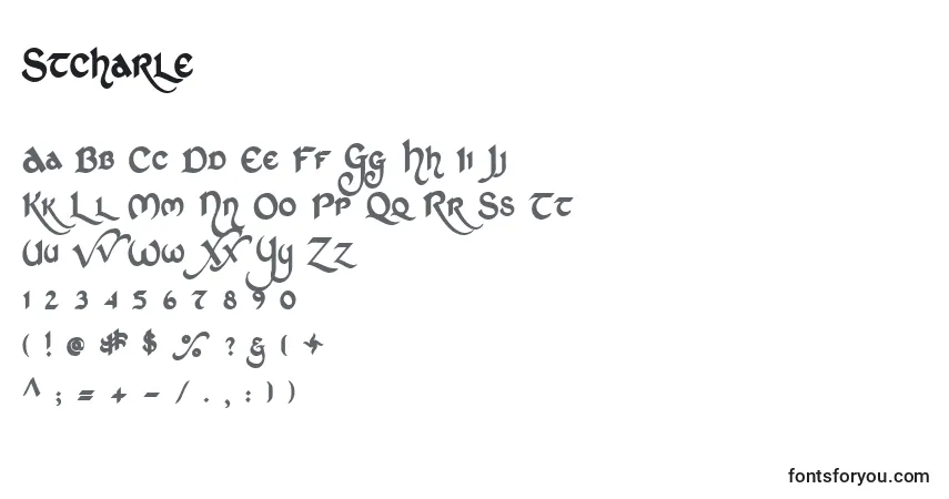 A fonte Stcharle – alfabeto, números, caracteres especiais