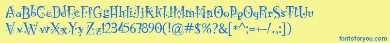 RocknrollTypoStars Font – Blue Fonts on Yellow Background