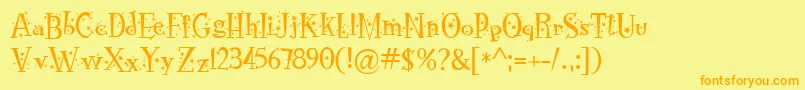 RocknrollTypoStars-Schriftart – Orangefarbene Schriften auf gelbem Hintergrund