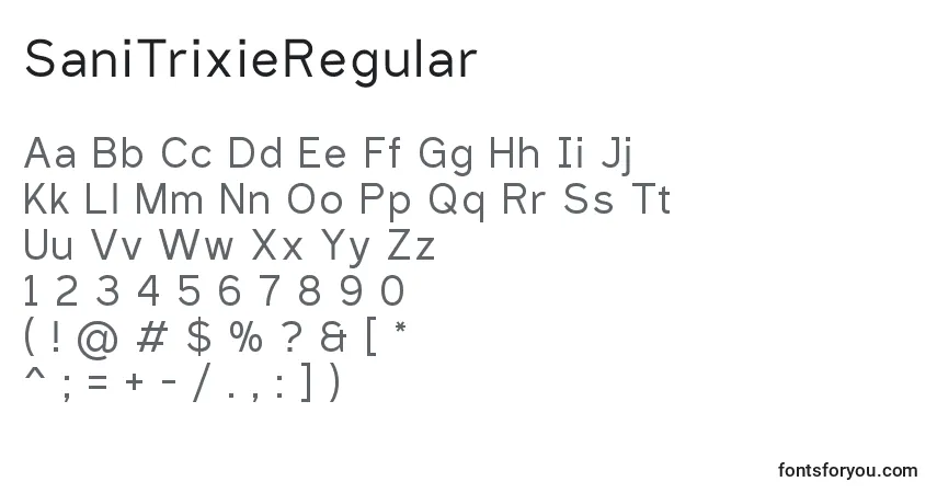 Schriftart SaniTrixieRegular – Alphabet, Zahlen, spezielle Symbole