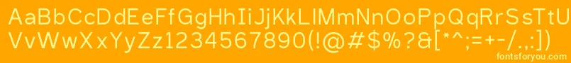 SaniTrixieRegular-Schriftart – Gelbe Schriften auf orangefarbenem Hintergrund