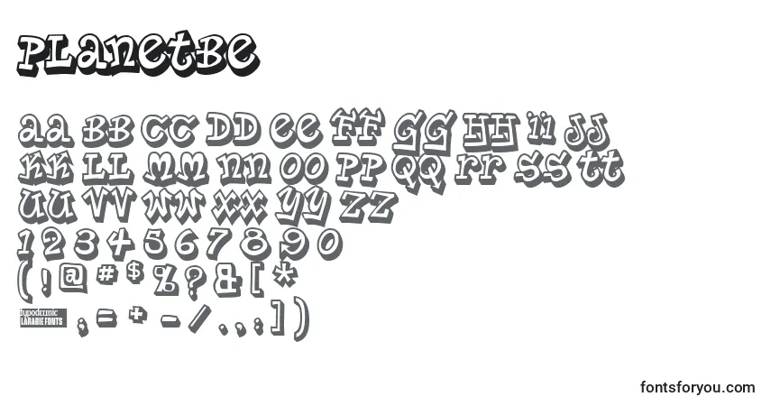 Шрифт Planetbe – алфавит, цифры, специальные символы