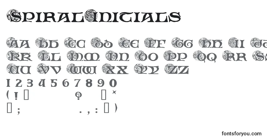 Police SpiralInitials - Alphabet, Chiffres, Caractères Spéciaux