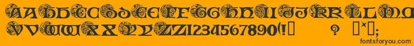 SpiralInitials-Schriftart – Schwarze Schriften auf orangefarbenem Hintergrund