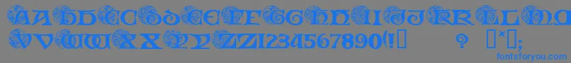 SpiralInitials-Schriftart – Blaue Schriften auf grauem Hintergrund