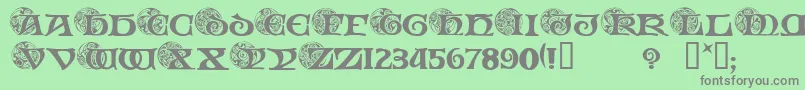 SpiralInitials Font – Gray Fonts on Green Background