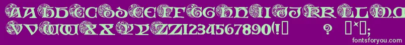 SpiralInitials Font – Green Fonts on Purple Background