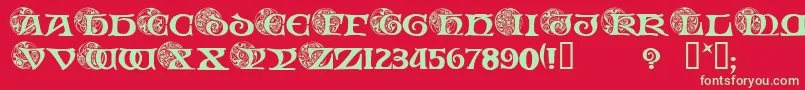 SpiralInitials Font – Green Fonts on Red Background