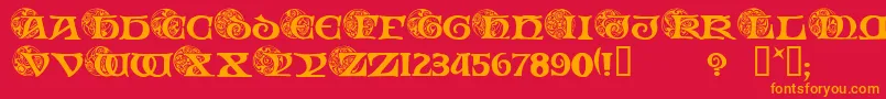 SpiralInitials Font – Orange Fonts on Red Background