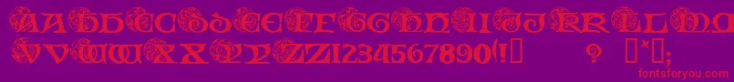 SpiralInitials Font – Red Fonts on Purple Background