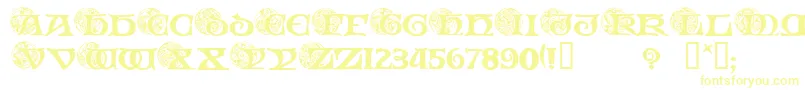 SpiralInitials Font – Yellow Fonts on White Background