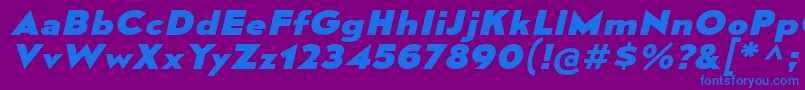 フォントMesmerizeExEbIt – 紫色の背景に青い文字