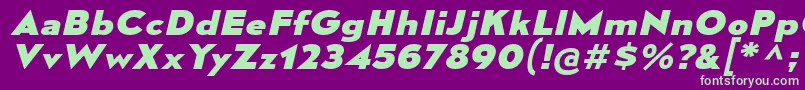 MesmerizeExEbIt-fontti – vihreät fontit violetilla taustalla