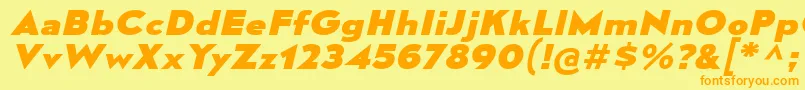 MesmerizeExEbIt-fontti – oranssit fontit keltaisella taustalla