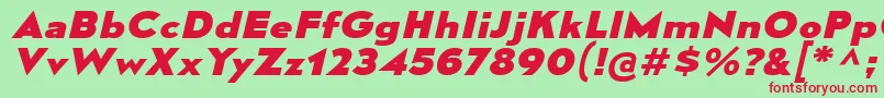 MesmerizeExEbIt-fontti – punaiset fontit vihreällä taustalla