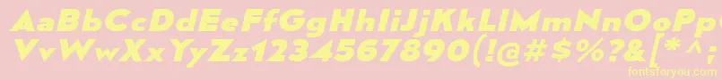 MesmerizeExEbIt-fontti – keltaiset fontit vaaleanpunaisella taustalla