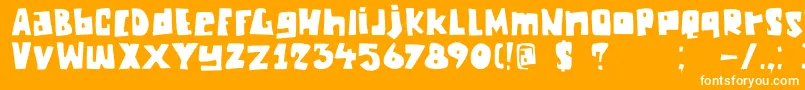 DkChunkyChicken-Schriftart – Weiße Schriften auf orangefarbenem Hintergrund