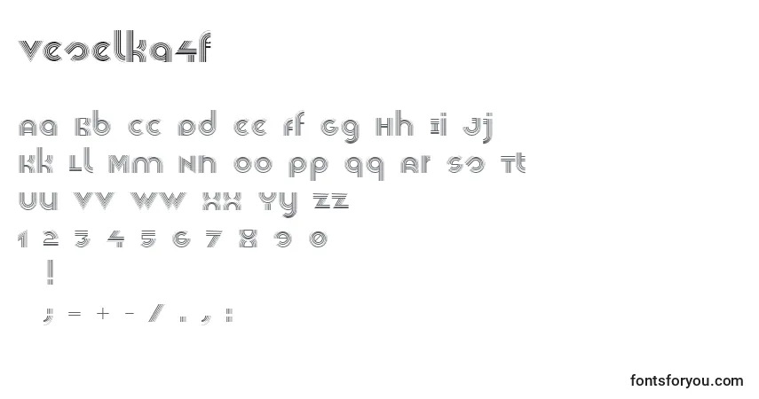 Schriftart Veselka4f (104220) – Alphabet, Zahlen, spezielle Symbole