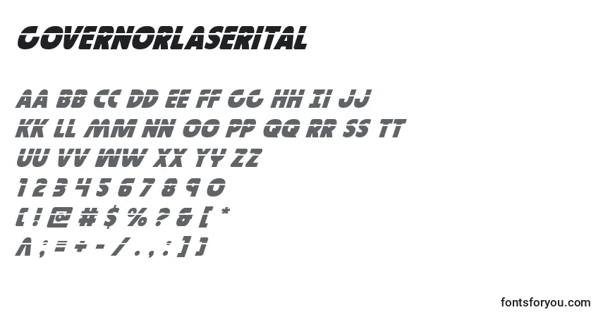 Schriftart Governorlaserital – Alphabet, Zahlen, spezielle Symbole