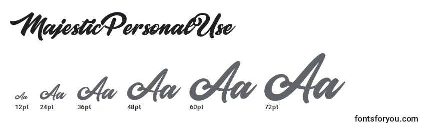 MajesticPersonalUse Font Sizes