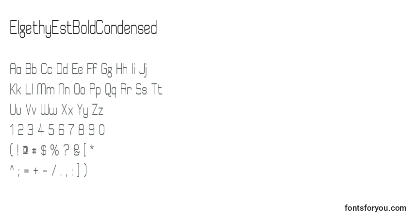 Шрифт ElgethyEstBoldCondensed – алфавит, цифры, специальные символы