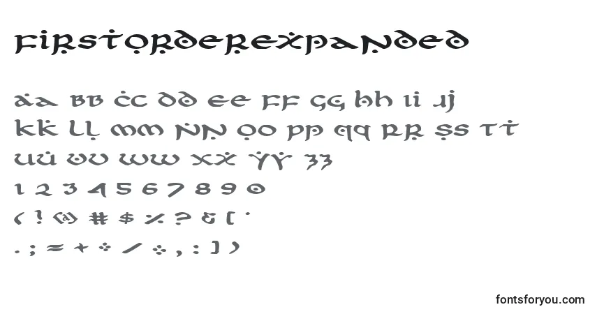Schriftart FirstOrderExpanded – Alphabet, Zahlen, spezielle Symbole