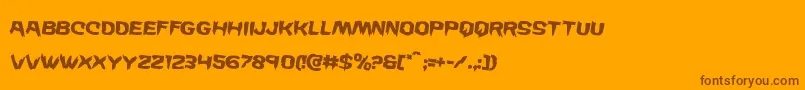 Wickermanrotate2-Schriftart – Braune Schriften auf orangefarbenem Hintergrund